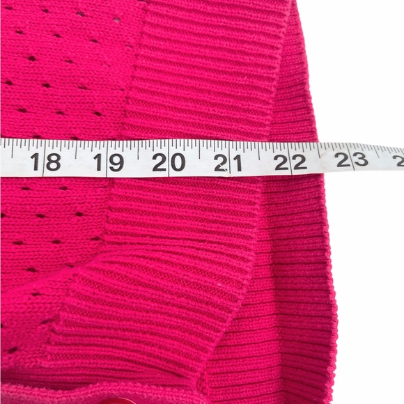 Liz Claiborne Cut Out Button Up Sweater Cardigan Hot Pink Size Large - Picture 11 of 12